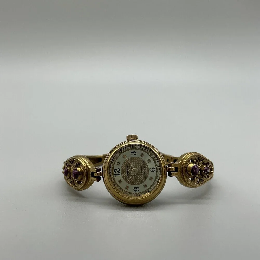 Vintage Chaika Yanka Womens Watch 22mm Filigree Purple Stone Manual Wind 6.25